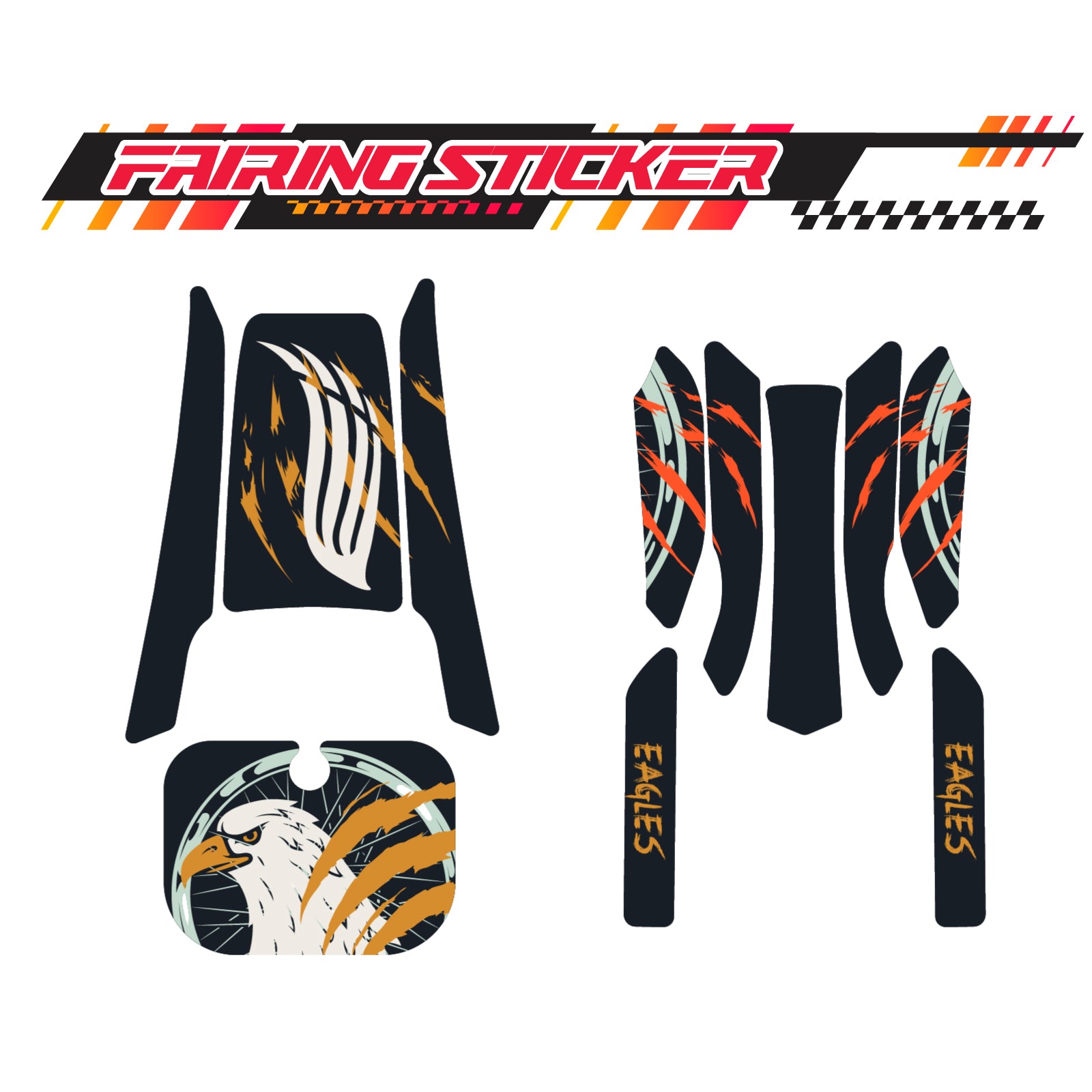 Graphic Kit Decals Fairing Sticker Custom Number For Razor MX350 MX400 (2021 or beyond) - LH002 Black Brown Eagle - MC Motoparts