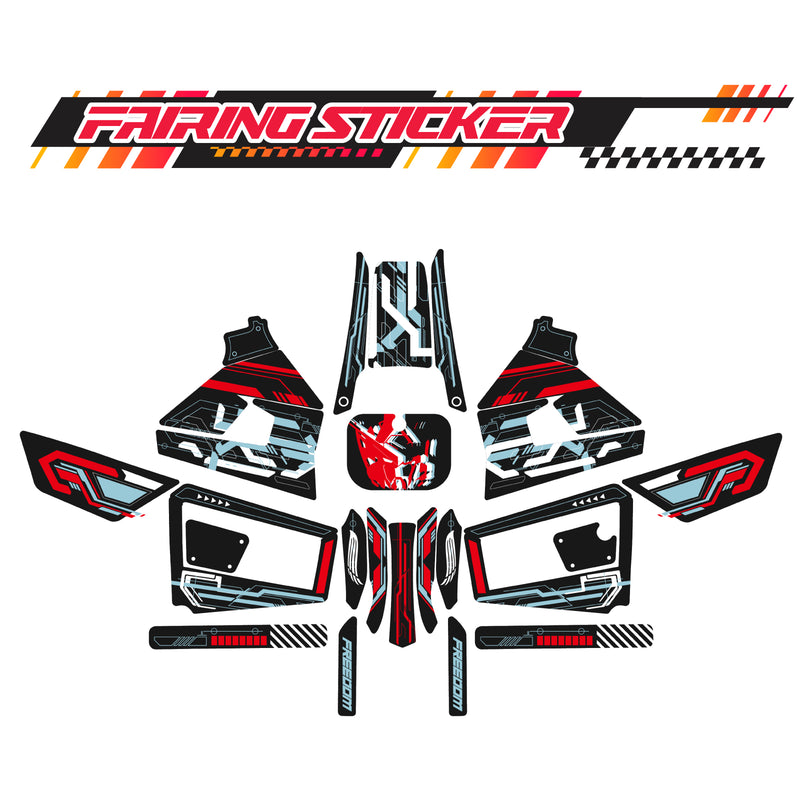 Graphic Kit Decals Fairing Sticker Custom Number For Razor MX350 MX400 (2021 or beyond) - LH004 Black Red Robot - MC Motoparts