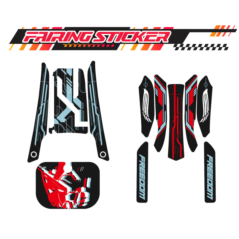 Graphic Kit Decals Fairing Sticker Custom Number For Razor MX350 MX400 (2021 or beyond) - LH004 Black Red Robot - MC Motoparts