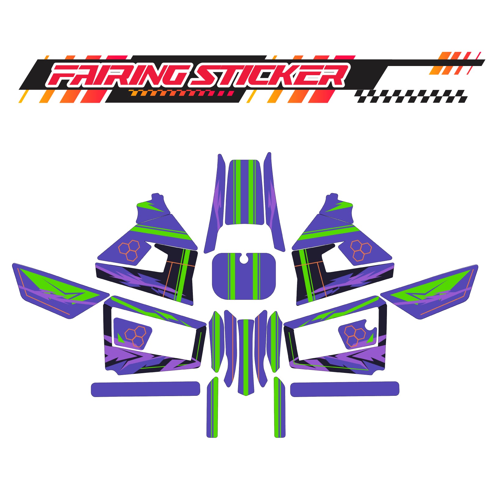 Graphic Kit Decals Fairing Sticker Custom Number For Razor MX350 MX400 (2021 or beyond) - LH005 Purple Green Robot - MC Motoparts