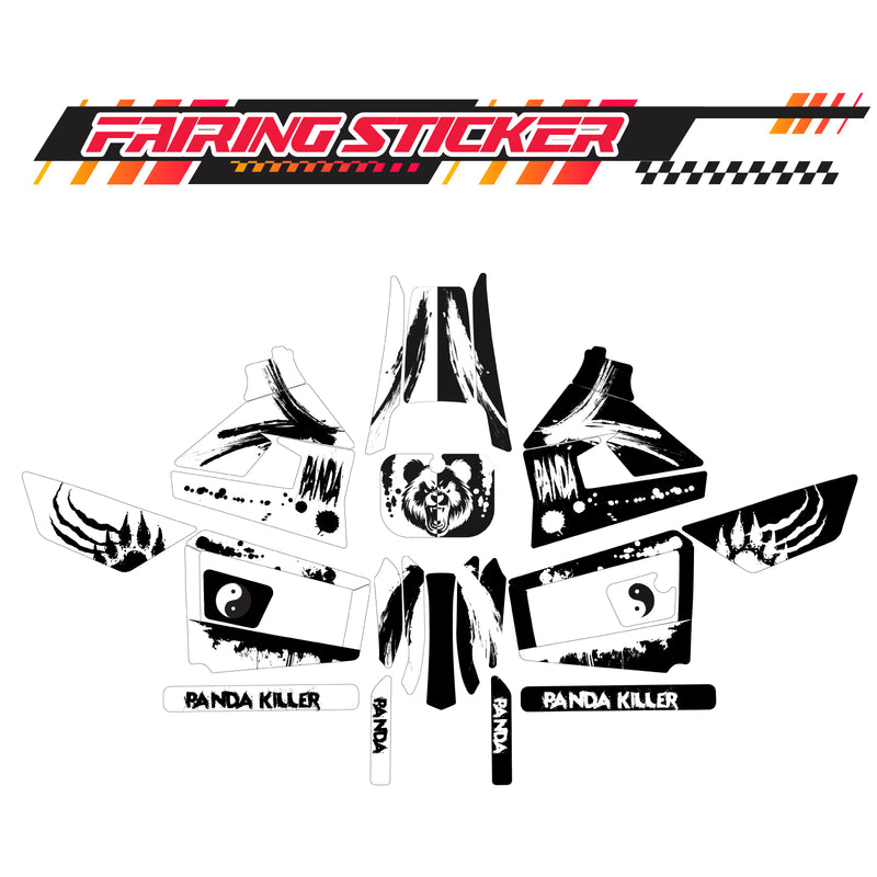 Graphic Kit Decals Fairing Sticker Custom Number For Razor MX350 MX400 (2021 or beyond) - LH006 Black White Panda - MC Motoparts