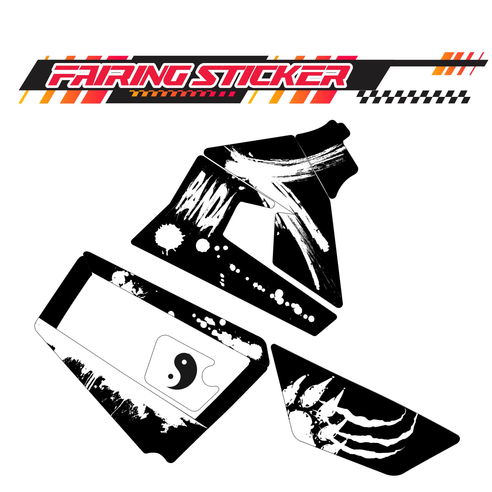 Graphic Kit Decals Fairing Sticker Custom Number For Razor MX350 MX400 (2021 or beyond) - LH006 Black White Panda - MC Motoparts