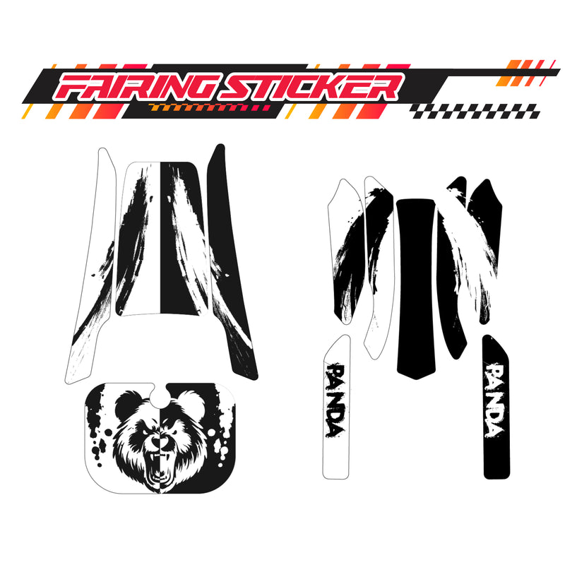 Graphic Kit Decals Fairing Sticker Custom Number For Razor MX350 MX400 (2021 or beyond) - LH006 Black White Panda - MC Motoparts