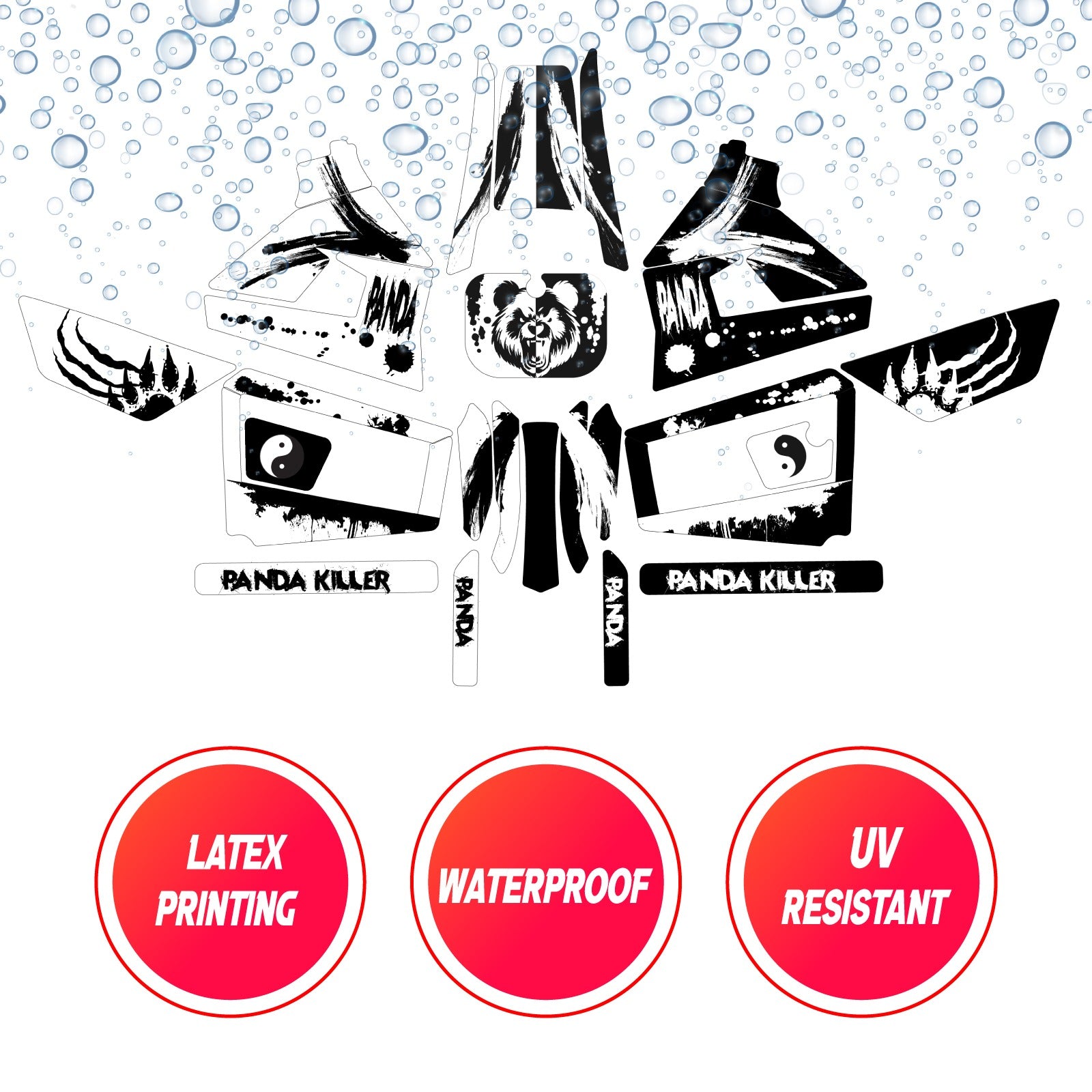 Graphic Kit Decals Fairing Sticker Custom Number For Razor MX350 MX400 (2021 or beyond) - LH006 Black White Panda - MC Motoparts