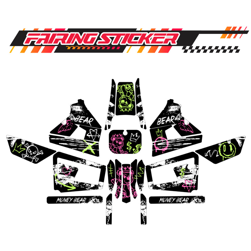 Graphic Kit Decals Fairing Sticker Custom Number For Razor MX350 MX400 (2021 or beyond) - LH007 Money Bear Graffiti - MC Motoparts