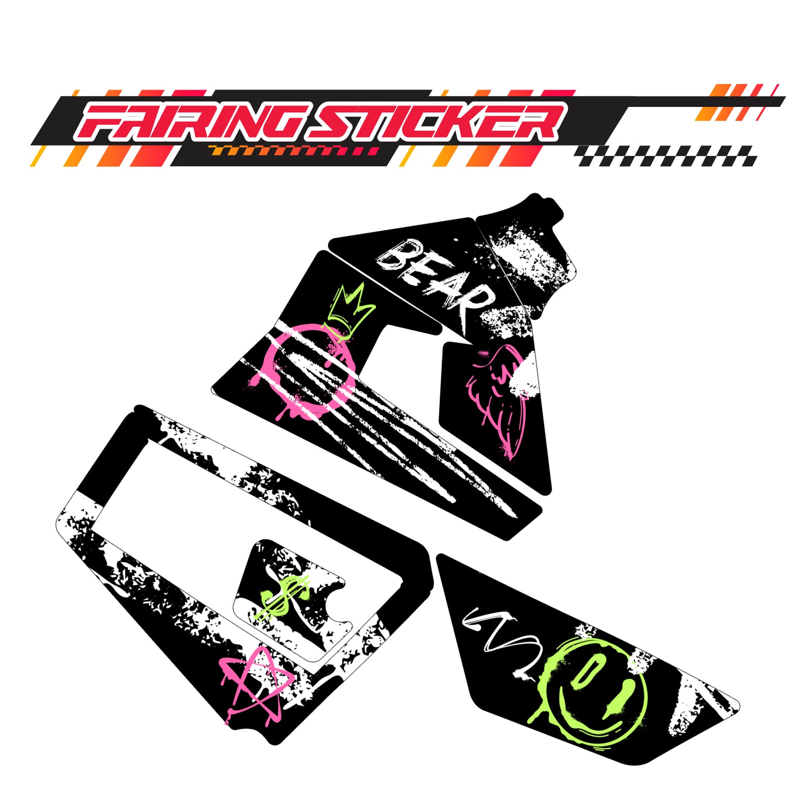 Graphic Kit Decals Fairing Sticker Custom Number For Razor MX350 MX400 (2021 or beyond) - LH007 Money Bear Graffiti - MC Motoparts