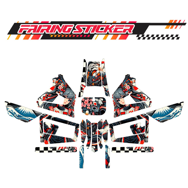 Graphic Kit Decals Fairing Sticker Custom Number For Razor MX350 MX400 (2021 or beyond) - LH010 Anime Racing Girl - MC Motoparts