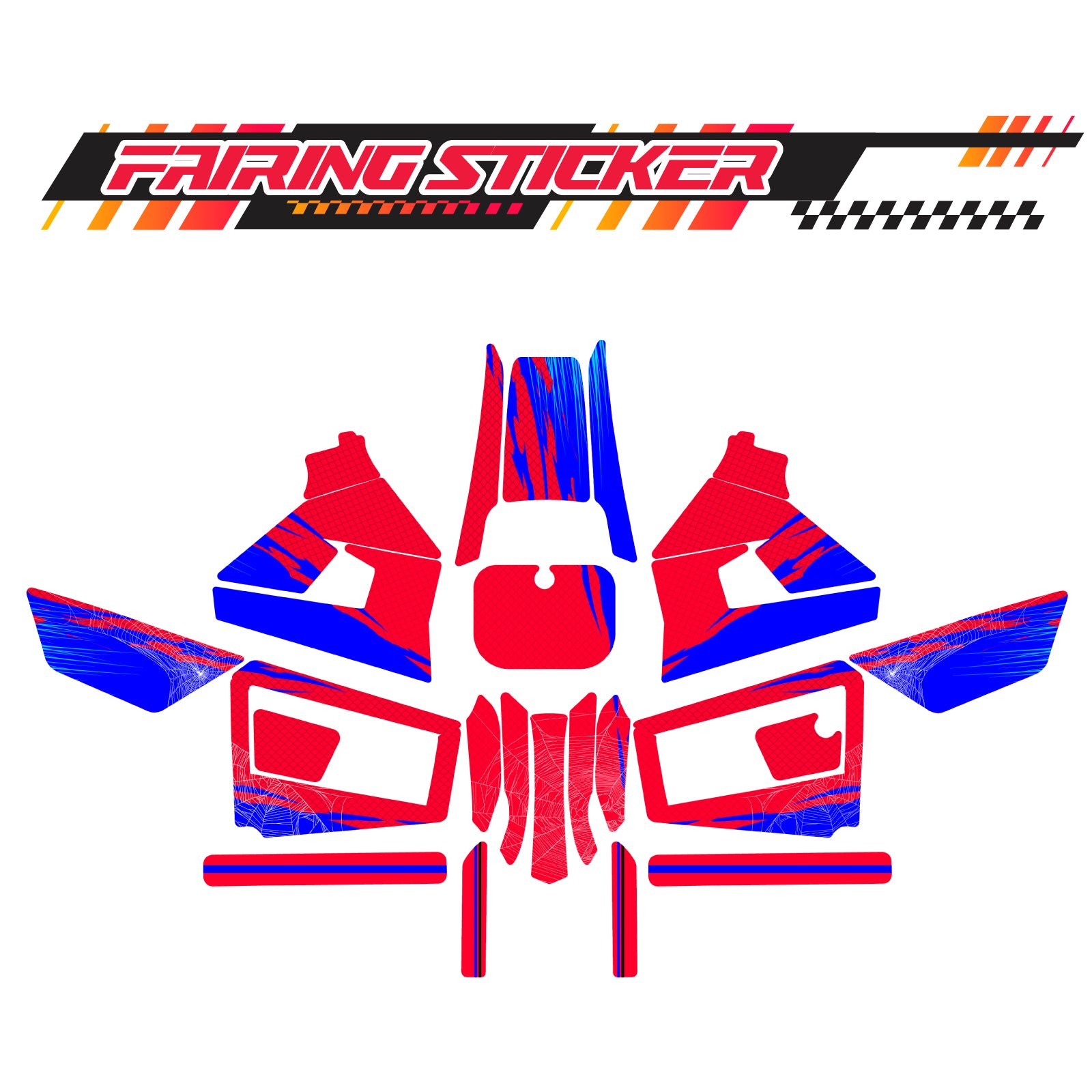 Graphic Kit Decals Fairing Sticker Custom Number For Razor MX350 MX400 (2021 or beyond) - LH014 Red blue Spider Web - MC Motoparts