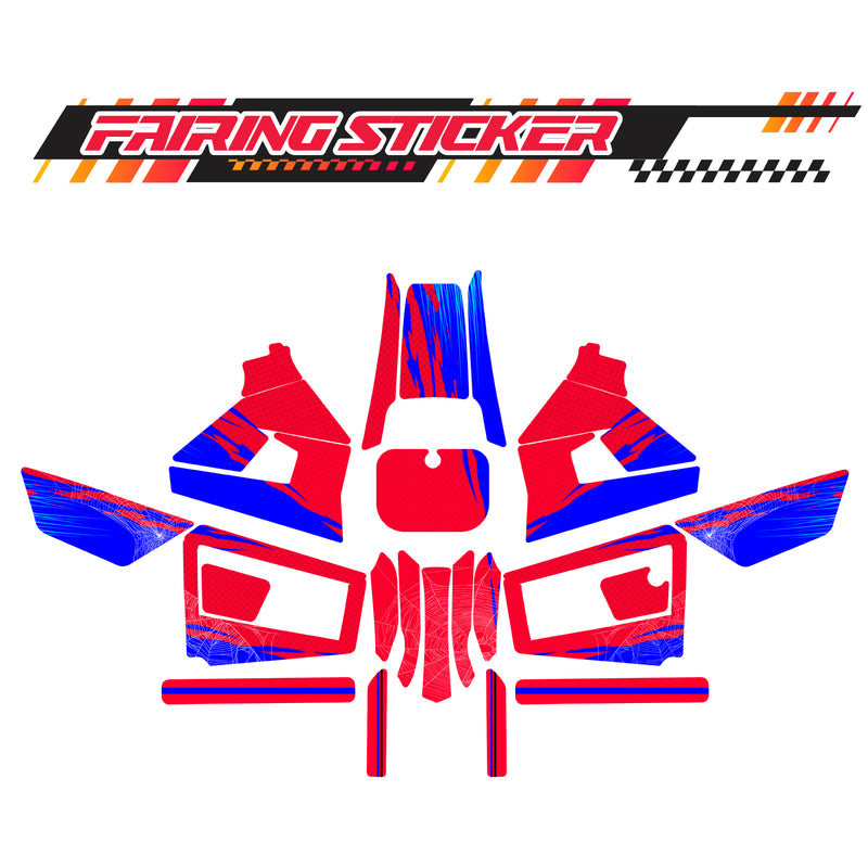 Graphic Kit Decals Fairing Sticker Custom Number For Razor MX350 MX400 (2021 or beyond) - LH014 Red blue Spider Web - MC Motoparts