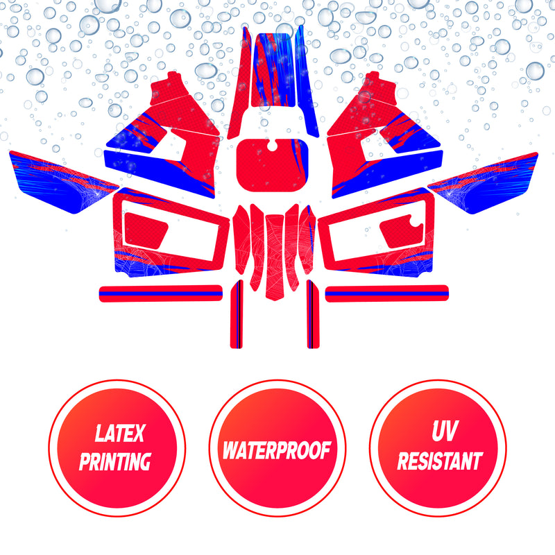 Graphic Kit Decals Fairing Sticker Custom Number For Razor MX350 MX400 (2021 or beyond) - LH014 Red blue Spider Web - MC Motoparts