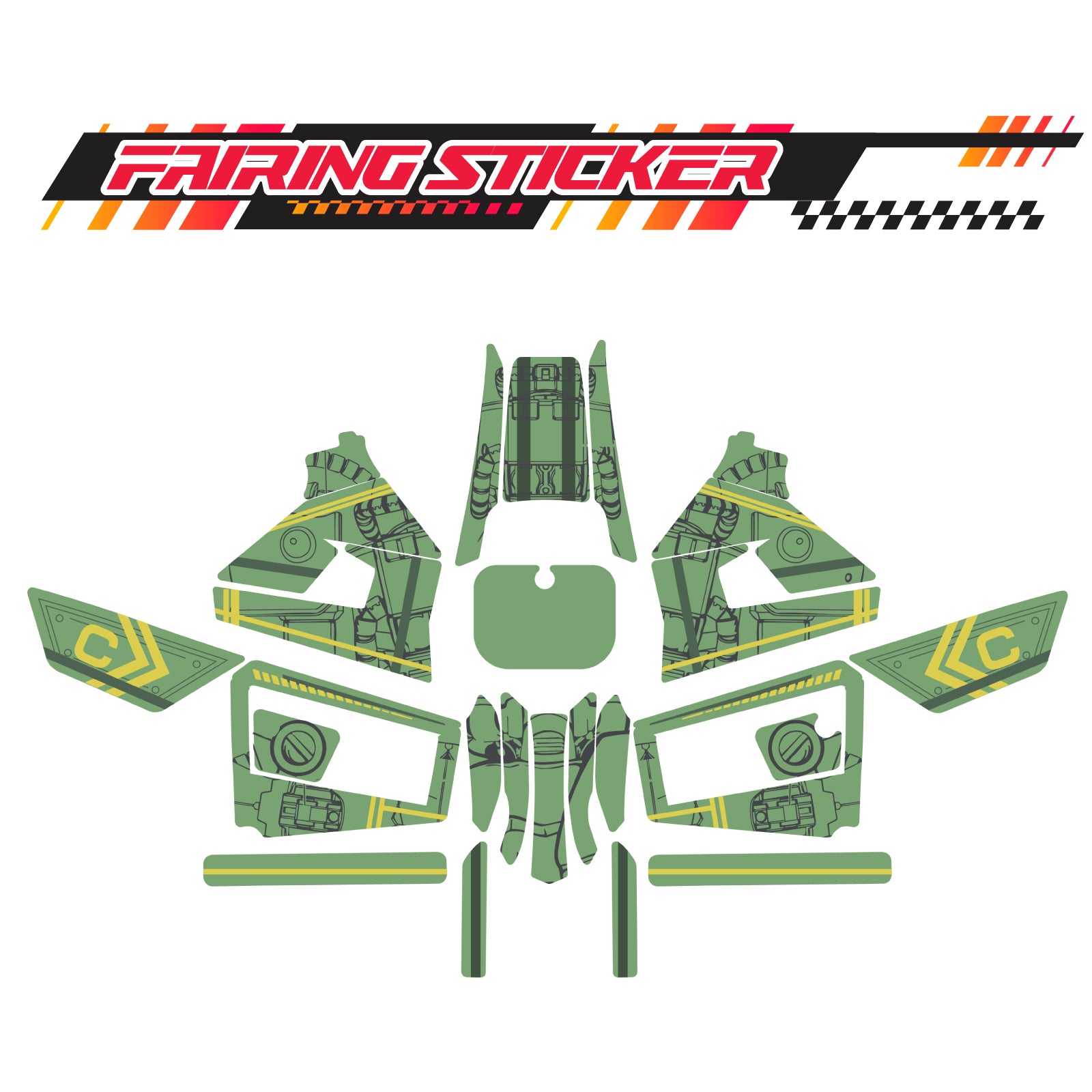 Graphic Kit Decals Fairing Sticker Custom Number For Razor MX350 MX400 (2021 or beyond) - LH015 Green Robot - MC Motoparts