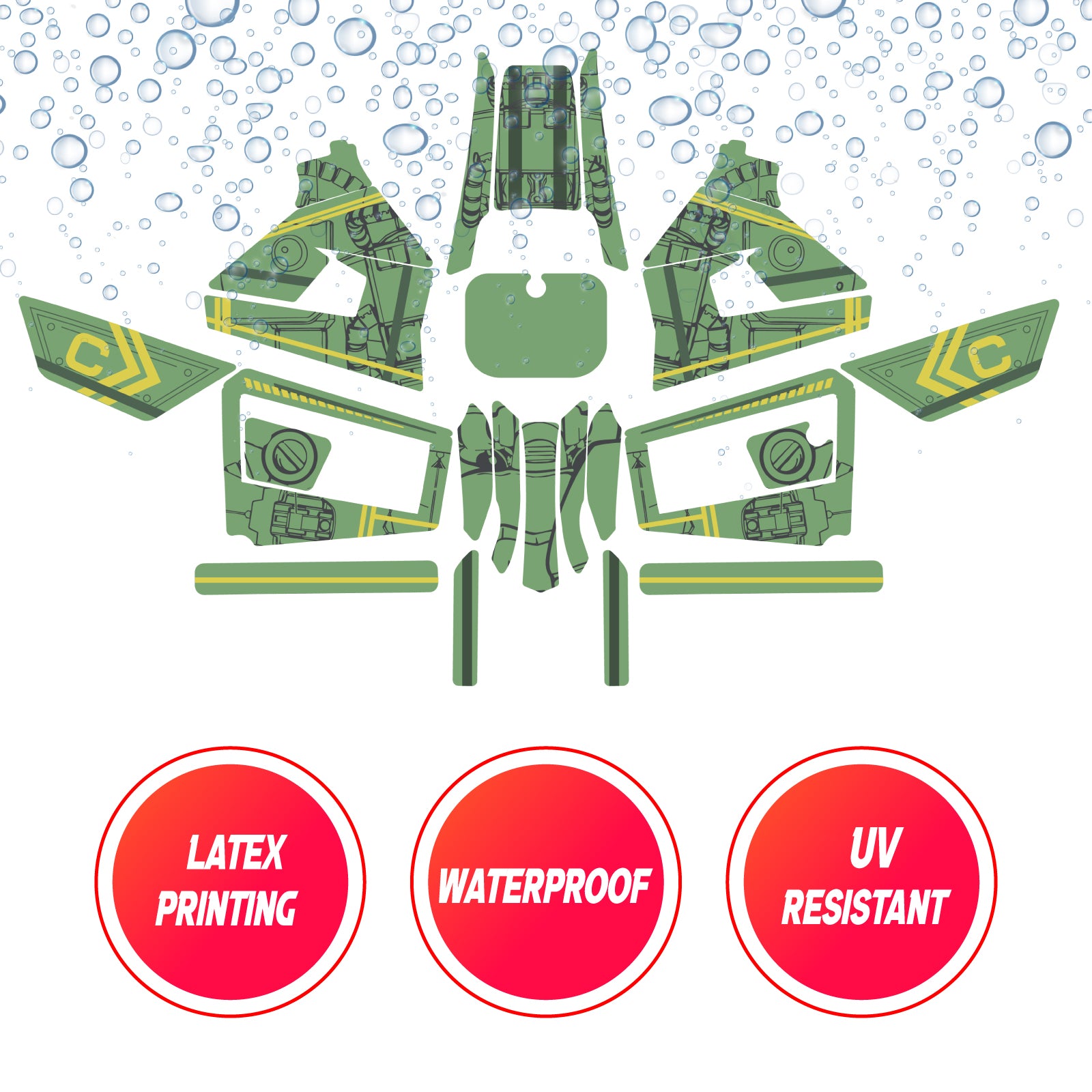 Graphic Kit Decals Fairing Sticker Custom Number For Razor MX350 MX400 (2021 or beyond) - LH015 Green Robot - MC Motoparts