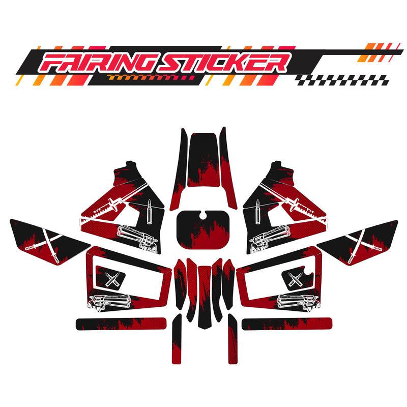 Graphic Kit Decals Fairing Sticker Custom Number For Razor MX350 MX400 (2021 or beyond) - LH016 Black Red Warrior - MC Motoparts