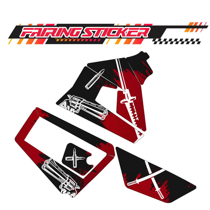 Graphic Kit Decals Fairing Sticker Custom Number For Razor MX350 MX400 (2021 or beyond) - LH016 Black Red Warrior - MC Motoparts