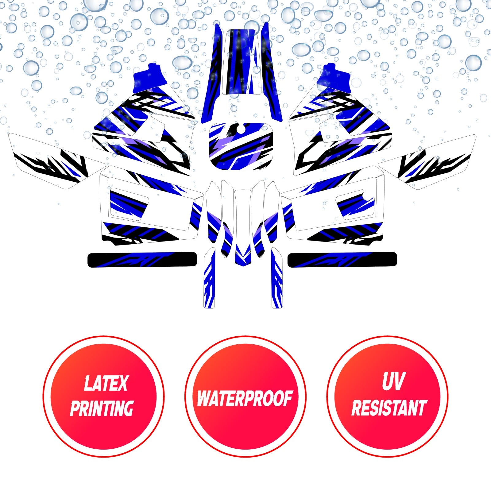 Graphic Kit Decals Fairing Sticker Custom Number For Razor MX350 MX400 (2021 or beyond) - LH018 Blue Purple Stripe - MC Motoparts