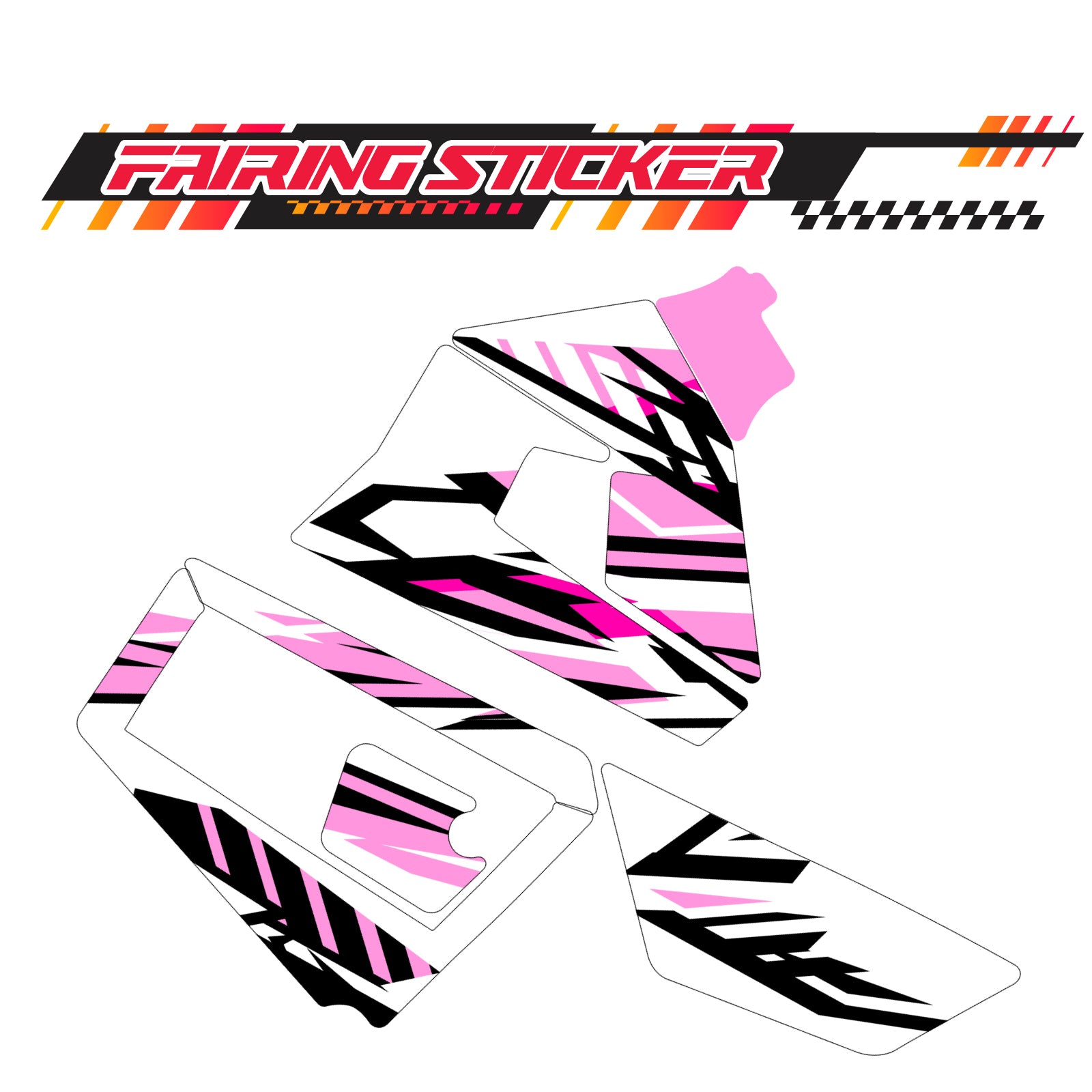 Graphic Kit Decals Fairing Sticker Custom Number For Razor MX350 MX400 (2021 or beyond) - LH019 Pink Black Stripe - MC Motoparts