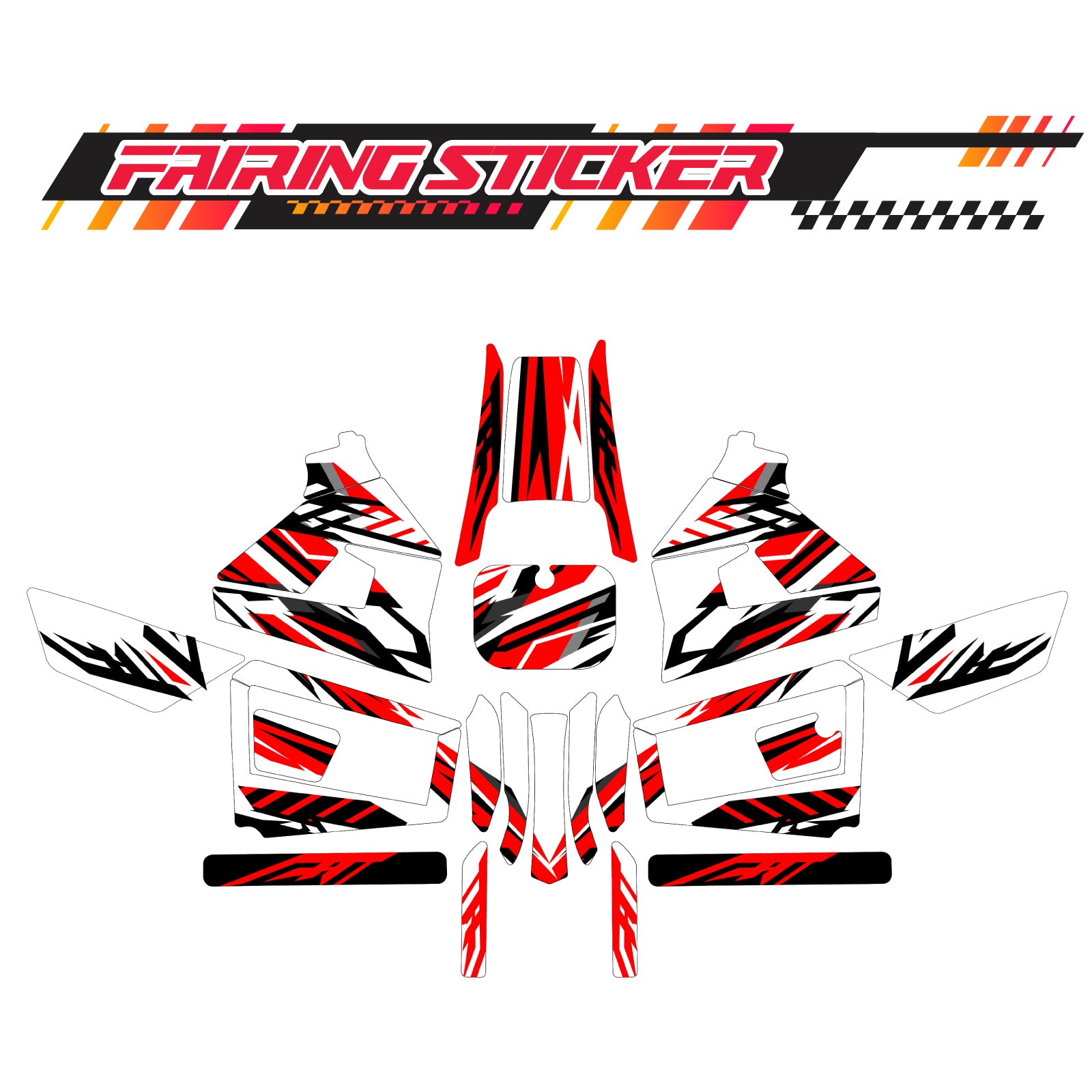 Graphic Kit Decals Fairing Sticker Custom Number For Razor MX350 MX400 (2021 or beyond) - LH020 Red Black Stripe - MC Motoparts