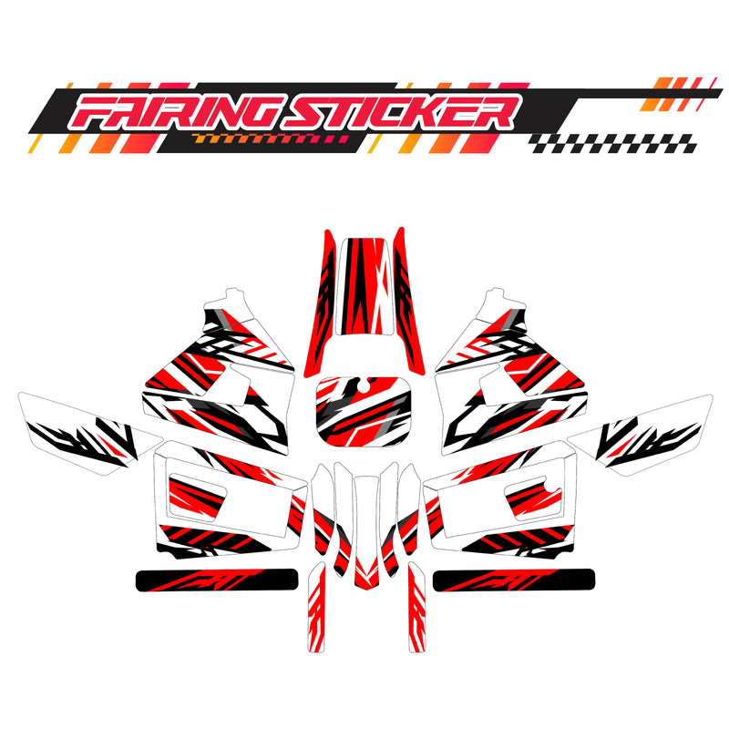 Graphic Kit Decals Fairing Sticker Custom Number For Razor MX350 MX400 (2021 or beyond) - LH020 Red Black Stripe - MC Motoparts