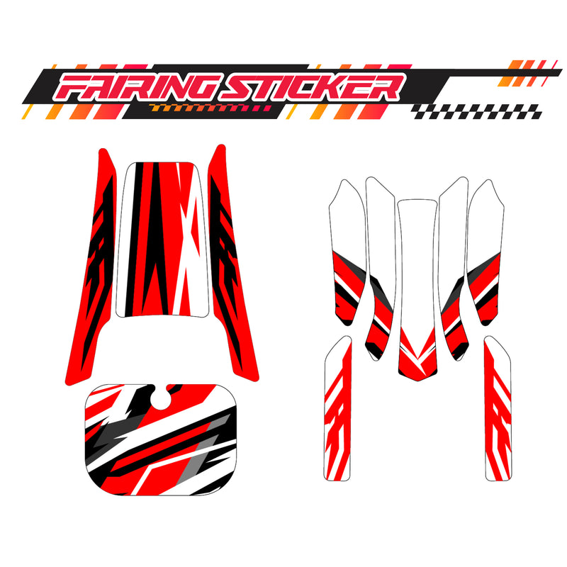 Graphic Kit Decals Fairing Sticker Custom Number For Razor MX350 MX400 (2021 or beyond) - LH020 Red Black Stripe - MC Motoparts