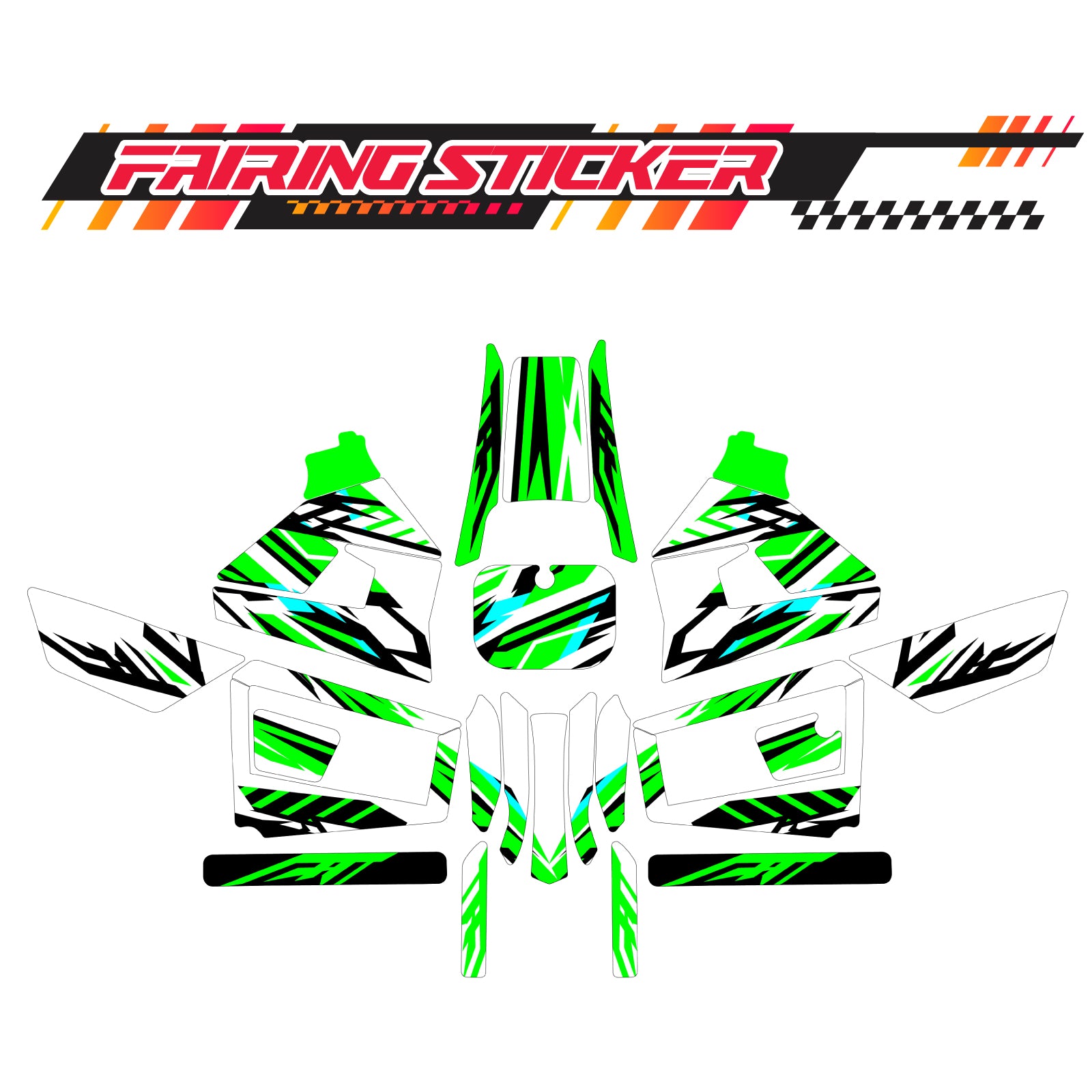 Graphic Kit Decals Fairing Sticker Custom Number For Razor MX350 MX400 (2021 or beyond) - LH022 Green Black Stripe - MC Motoparts
