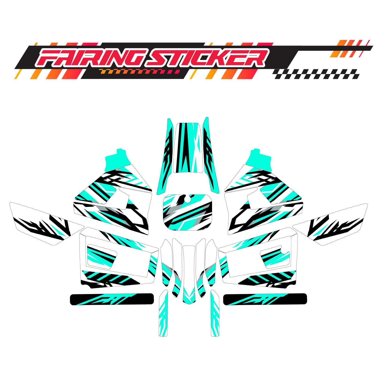 Graphic Kit Decals Fairing Sticker Custom Number For Razor MX350 MX400 (2021 or beyond) - LH023 Sea Green Black Stripe - MC Motoparts