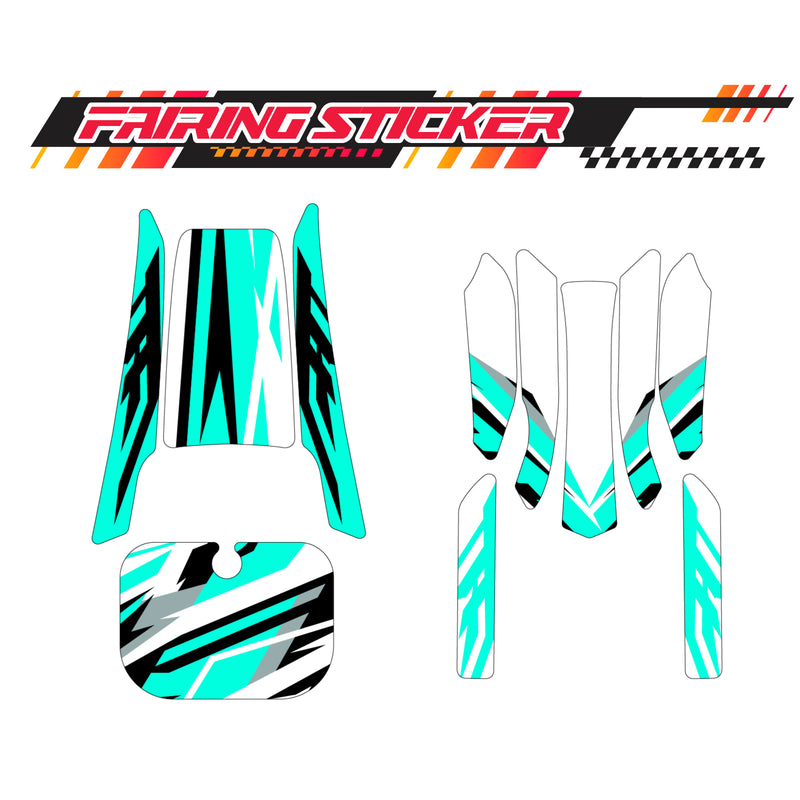 Graphic Kit Decals Fairing Sticker Custom Number For Razor MX350 MX400 (2021 or beyond) - LH023 Sea Green Black Stripe - MC Motoparts