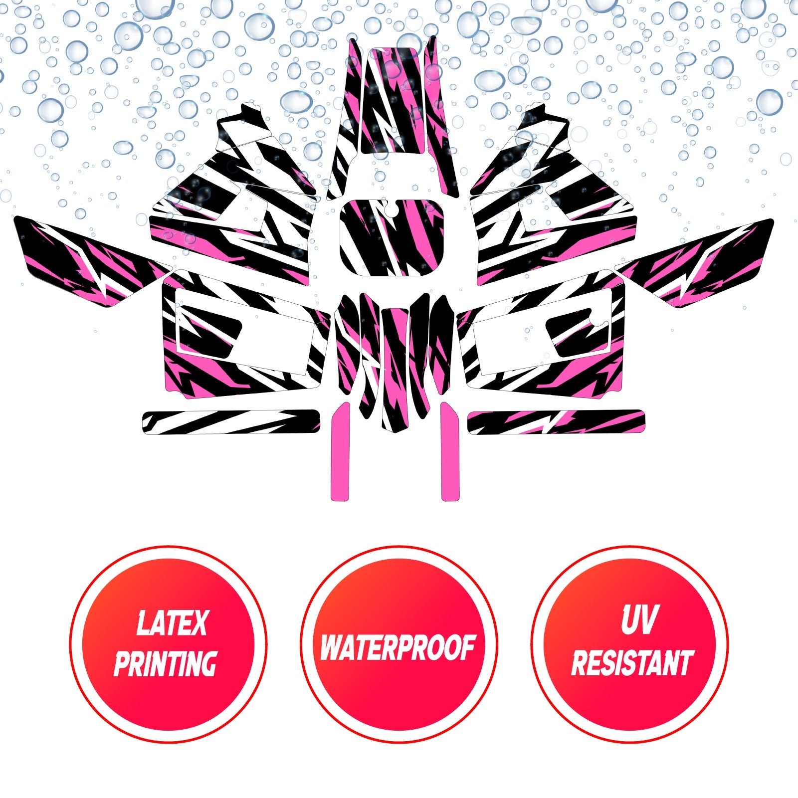 Graphic Kit Decals Fairing Sticker Custom Number For Razor MX350 MX400 (2021 or beyond) - LH024 Pink Black White Burst - MC Motoparts