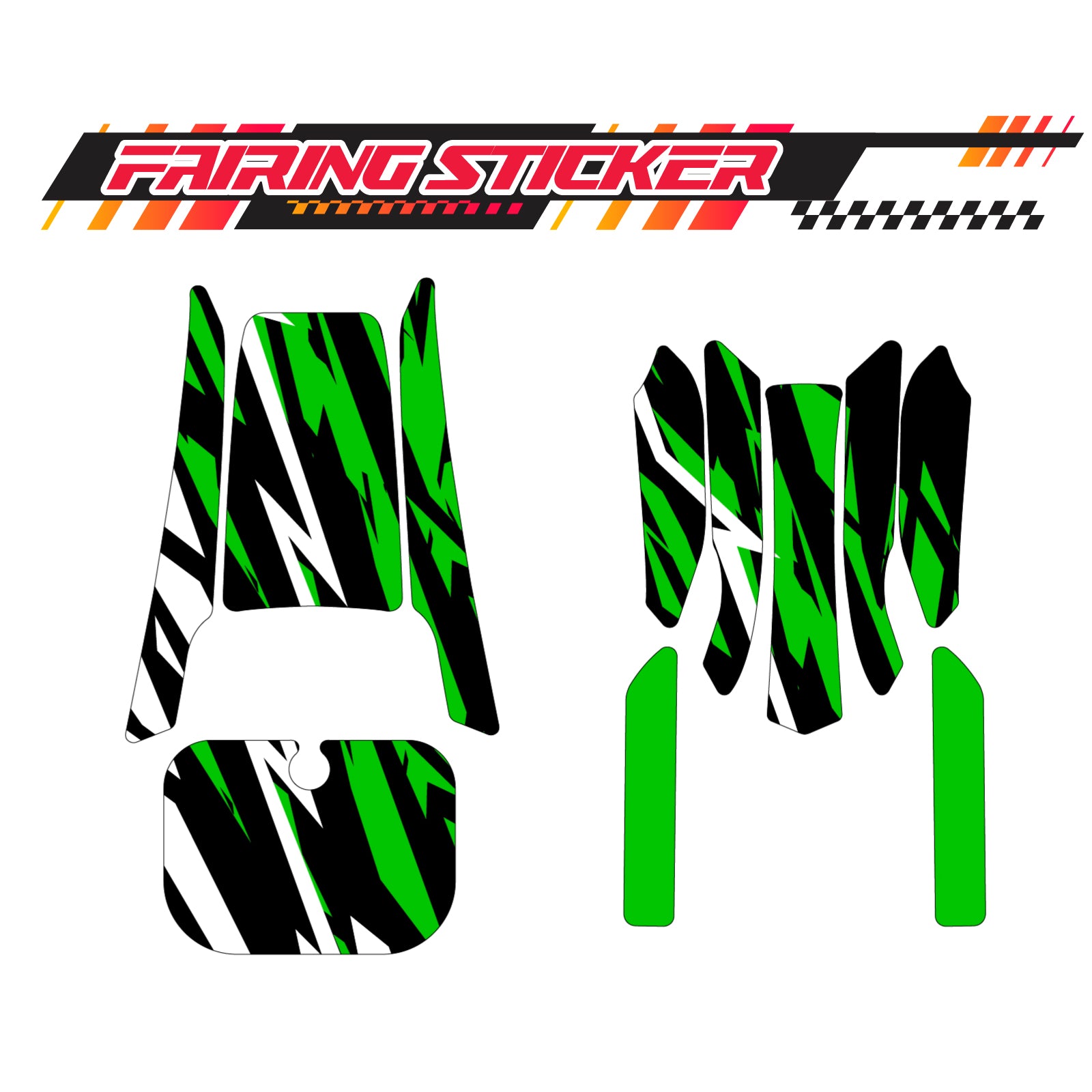 Graphic Kit Decals Fairing Sticker Custom Number For Razor MX350 MX400 (2021 or beyond) - LH025 Green Black White Burst - MC Motoparts
