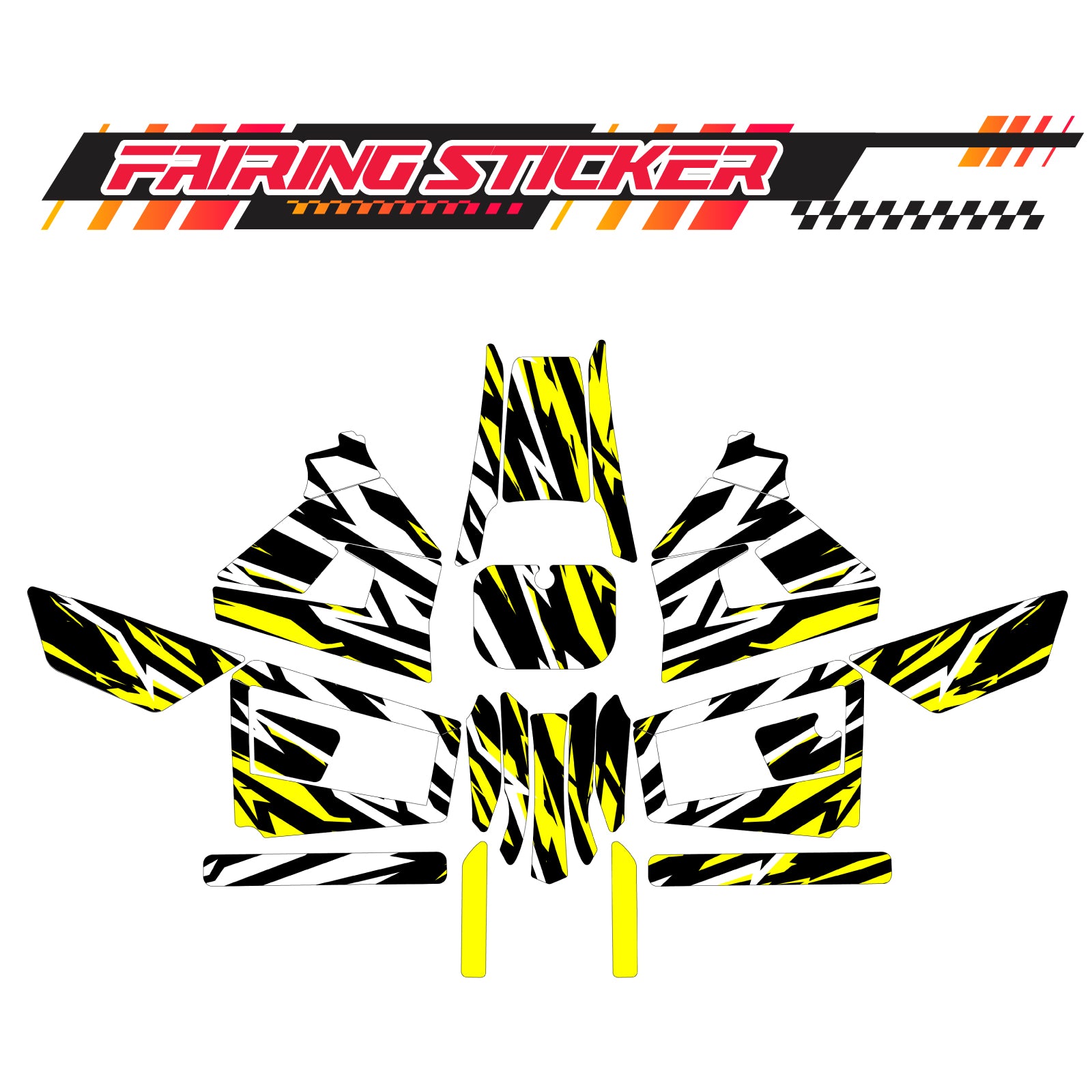 Graphic Kit Decals Fairing Sticker Custom Number For Razor MX350 MX400 (2021 or beyond) - LH026 Yellow Black White Burst - MC Motoparts