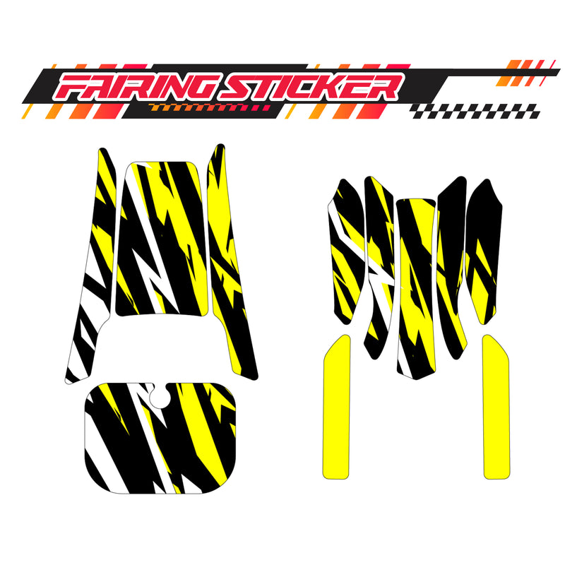Graphic Kit Decals Fairing Sticker Custom Number For Razor MX350 MX400 (2021 or beyond) - LH026 Yellow Black White Burst - MC Motoparts