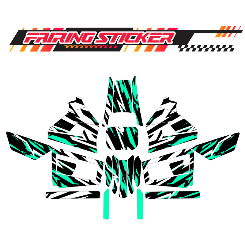 Graphic Kit Decals Fairing Sticker Custom Number For Razor MX350 MX400 (2021 or beyond) - LH028 Sea Green Black White Burst - MC Motoparts