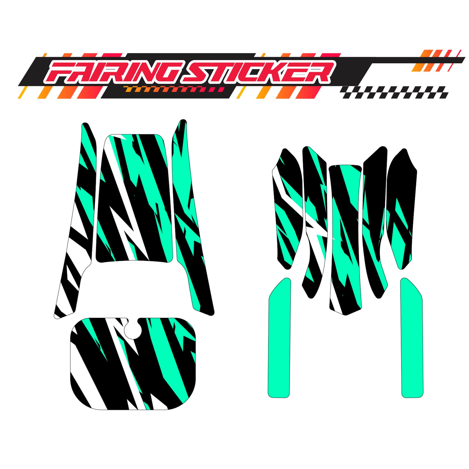 Graphic Kit Decals Fairing Sticker Custom Number For Razor MX350 MX400 (2021 or beyond) - LH028 Sea Green Black White Burst - MC Motoparts