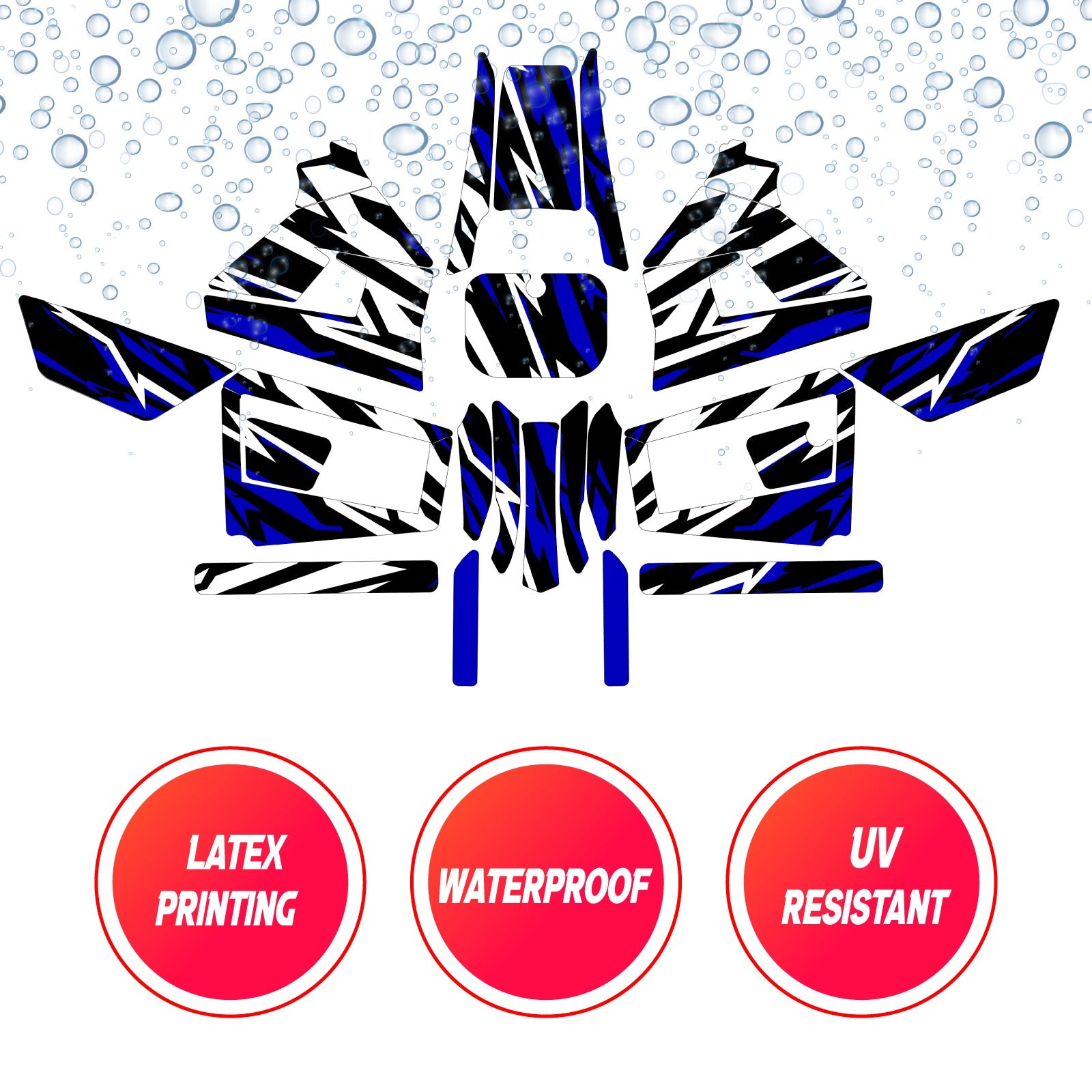 Graphic Kit Decals Fairing Sticker Custom Number For Razor MX350 MX400 (2021 or beyond) - LH029 Blue Black White Burst - MC Motoparts