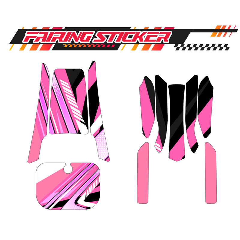 Graphic Kit Decals Fairing Sticker Custom Number For Razor MX350 MX400 (2021 or beyond) - LH032 Pink Black Dynamic Lines - MC Motoparts