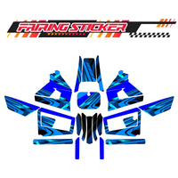 Graphic Kit Decals Fairing Sticker Custom Number For Razor MX350 MX400 (2021 or beyond) - LH034 Blue Black Dynamic Lines - MC Motoparts