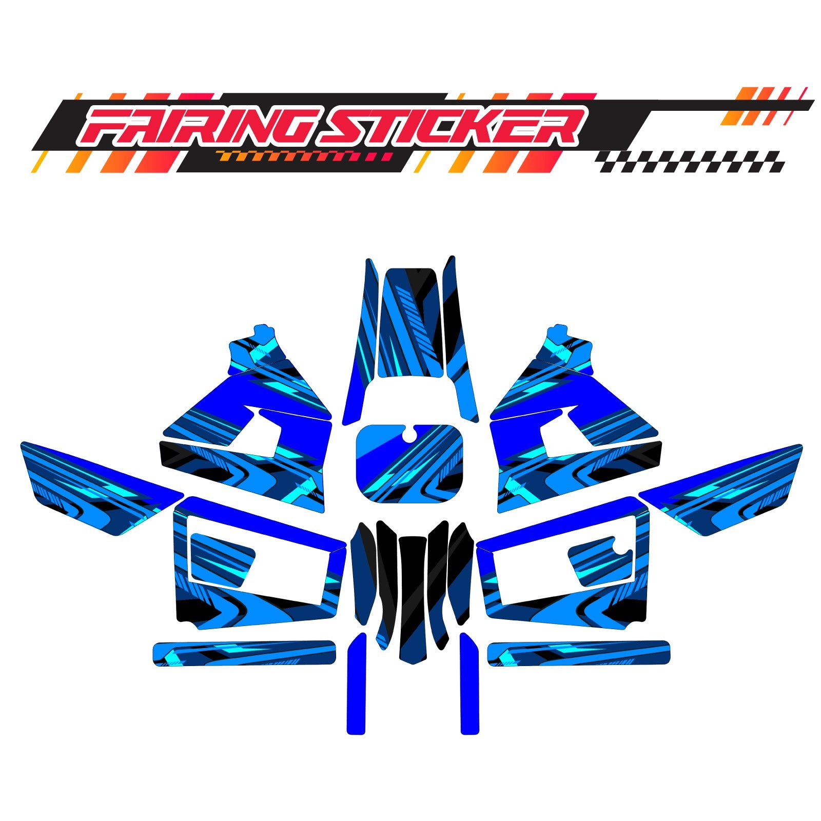 Graphic Kit Decals Fairing Sticker Custom Number For Razor MX350 MX400 (2021 or beyond) - LH034 Blue Black Dynamic Lines - MC Motoparts