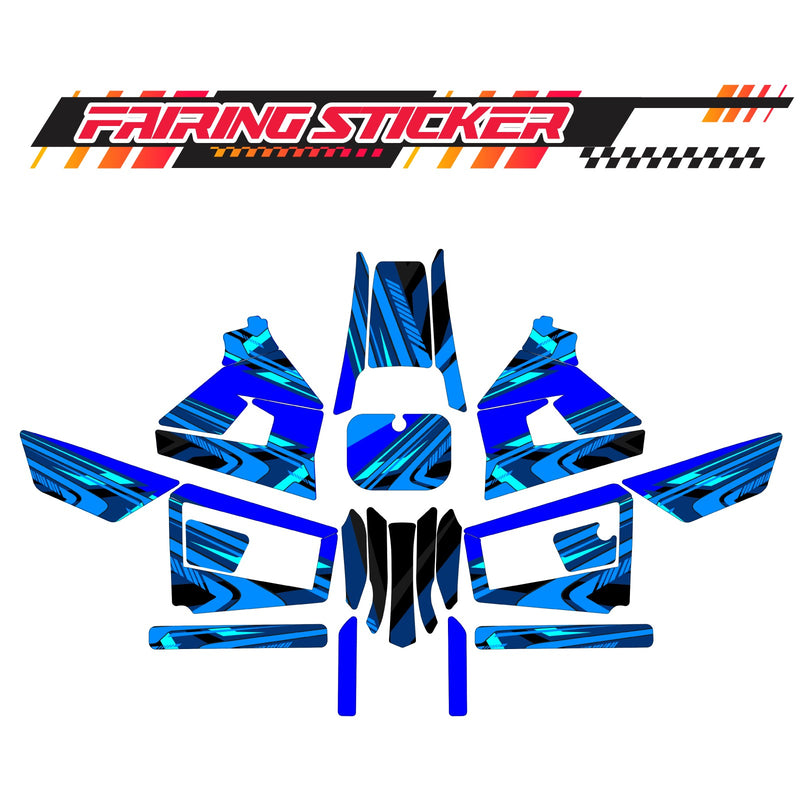 Graphic Kit Decals Fairing Sticker Custom Number For Razor MX350 MX400 (2021 or beyond) - LH034 Blue Black Dynamic Lines - MC Motoparts