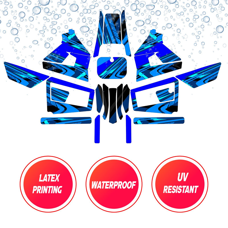 Graphic Kit Decals Fairing Sticker Custom Number For Razor MX350 MX400 (2021 or beyond) - LH034 Blue Black Dynamic Lines - MC Motoparts