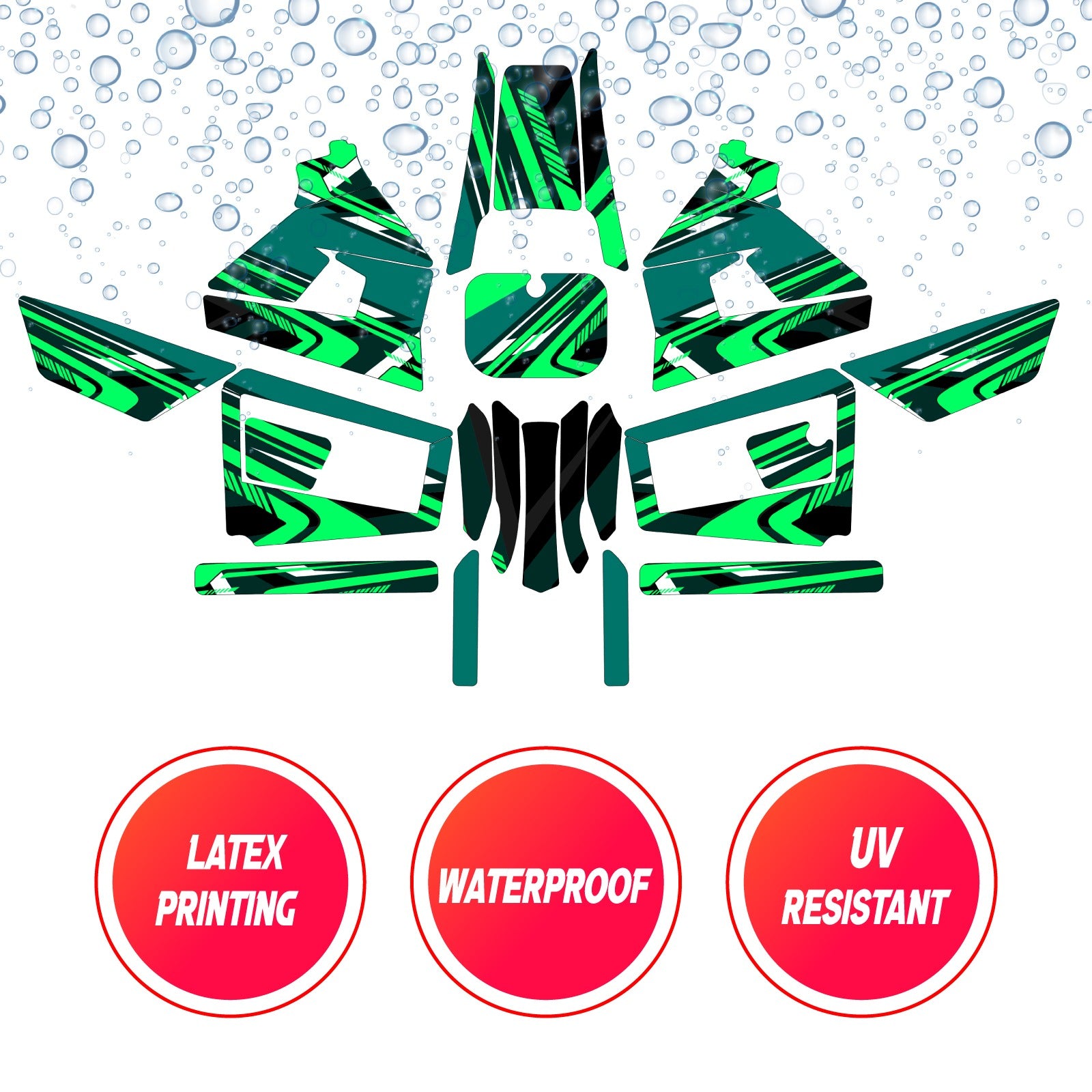 Graphic Kit Decals Fairing Sticker Custom Number For Razor MX350 MX400 (2021 or beyond) - LH035 Green Black Dynamic Lines - MC Motoparts