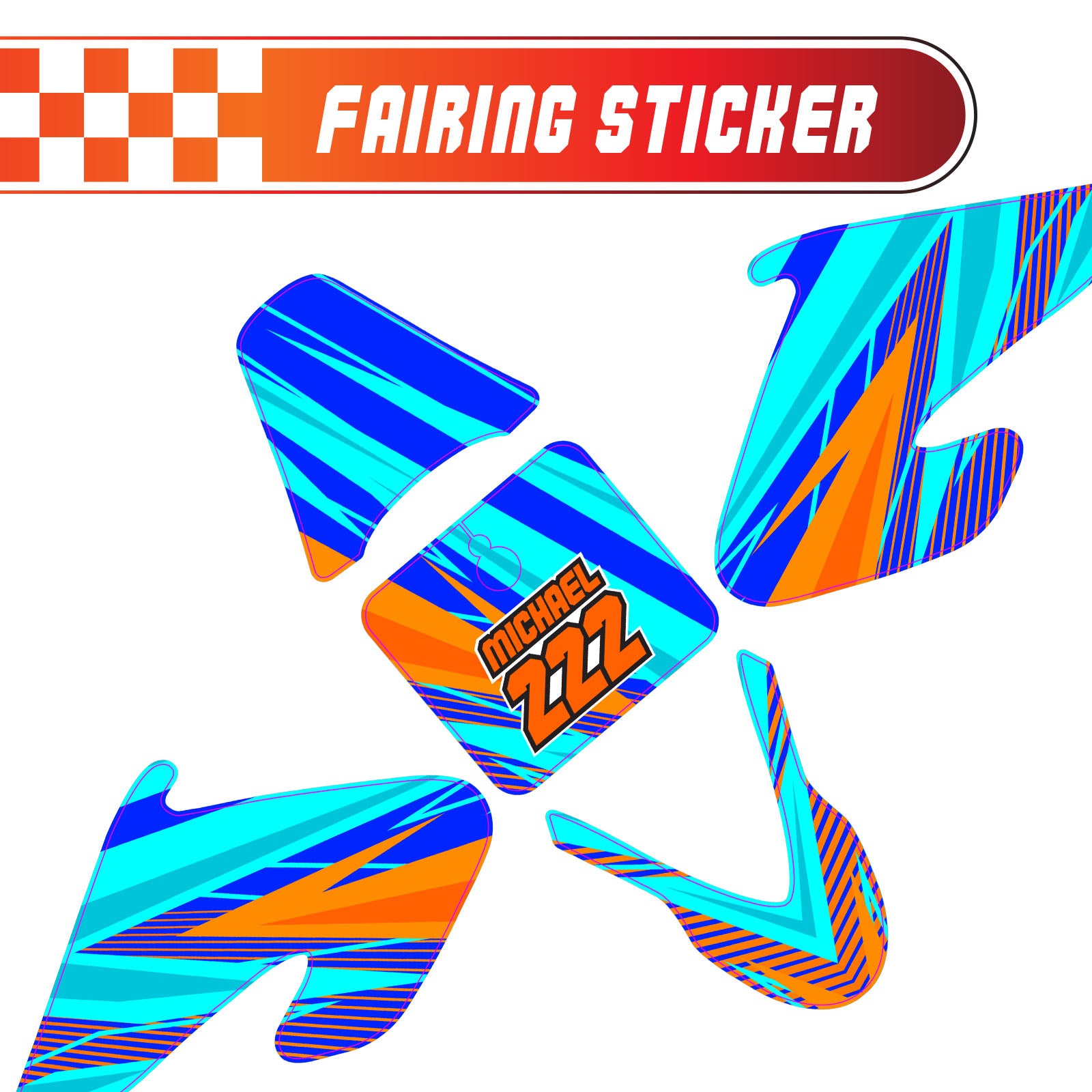 Graphic Kit Decals Fairing Sticker Custom Number For Razor MX500 MX650 - C004 Diagonal Stripes Burst - MC Motoparts