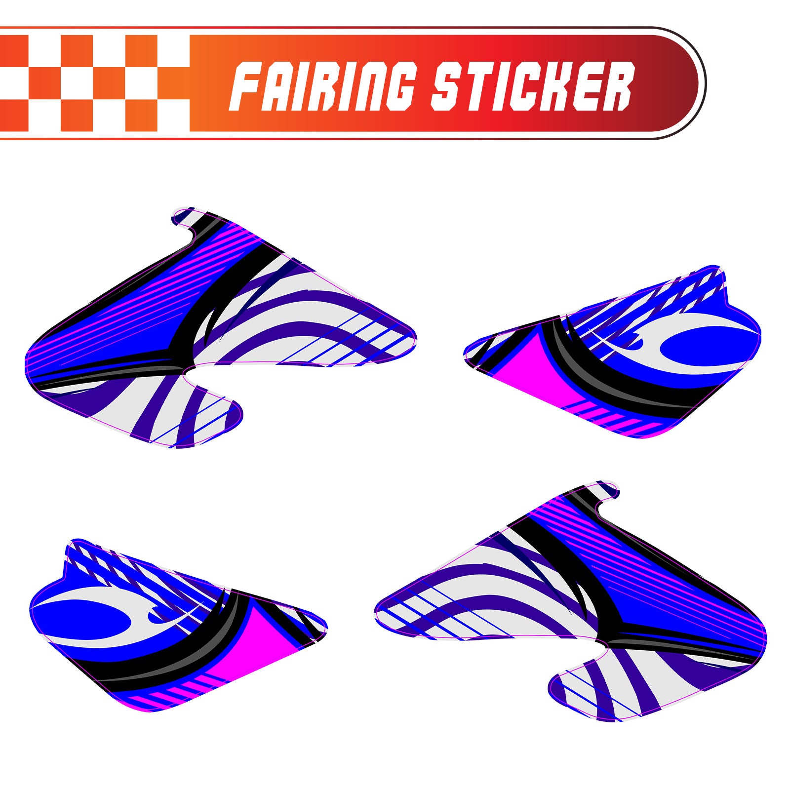 Graphic Kit Decals Fairing Sticker Custom Number For Razor MX500 MX650 - C006 Blue Burst Stripe - MC Motoparts