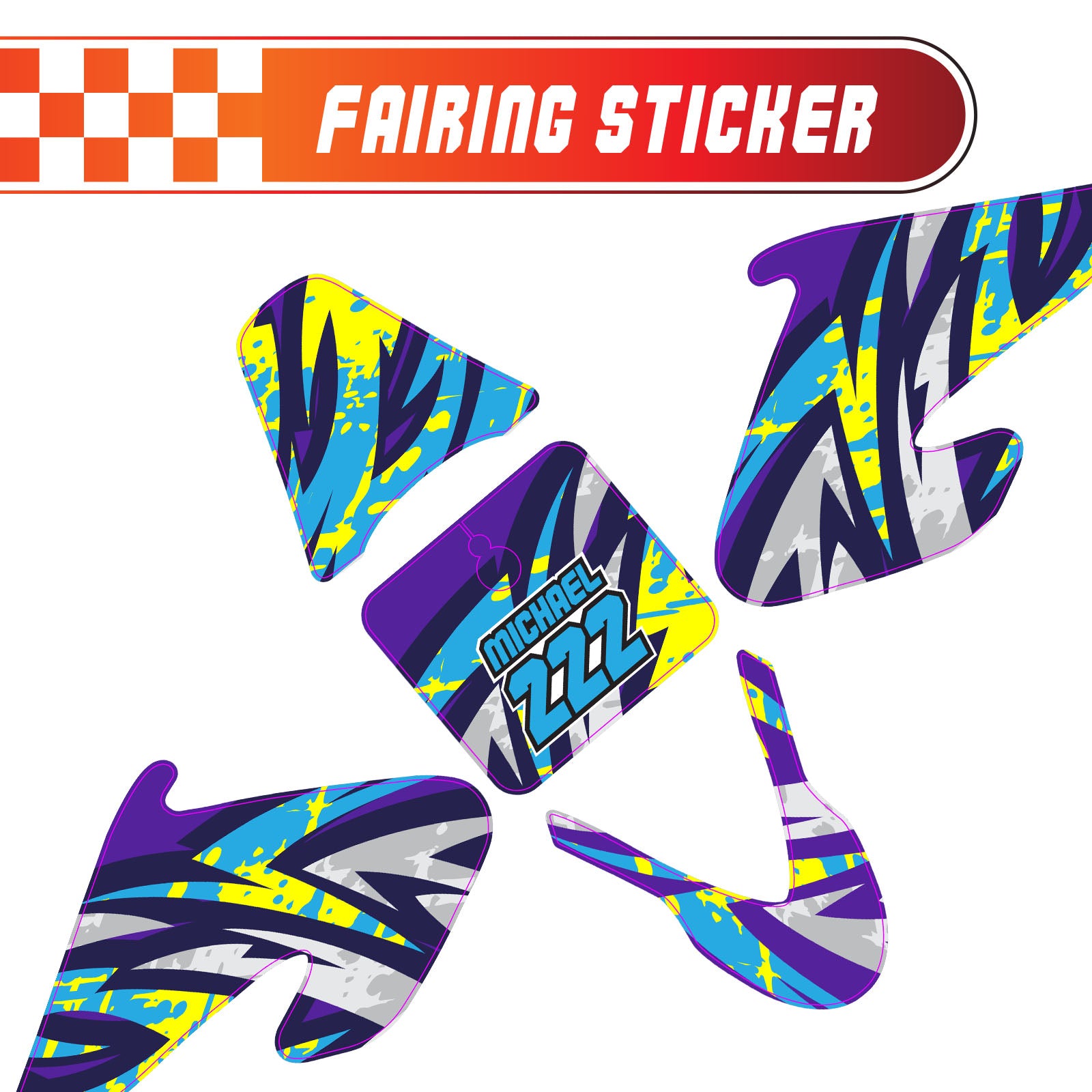 Graphic Kit Decals Fairing Sticker Custom Number For Razor MX500 MX650 - C008 Kaleidoscope Blast - MC Motoparts