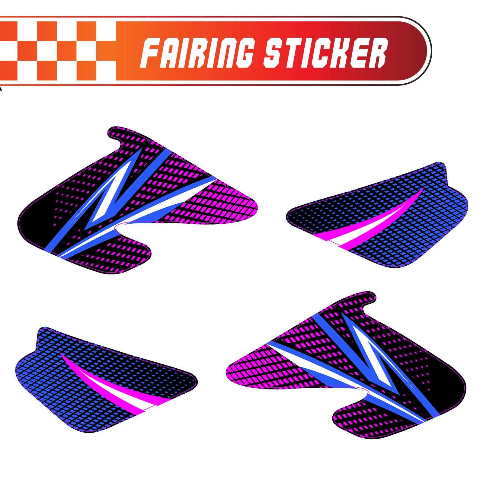 Graphic Kit Decals Fairing Sticker Custom Number For Razor MX500 MX650 - C011 Neon Prism - MC Motoparts