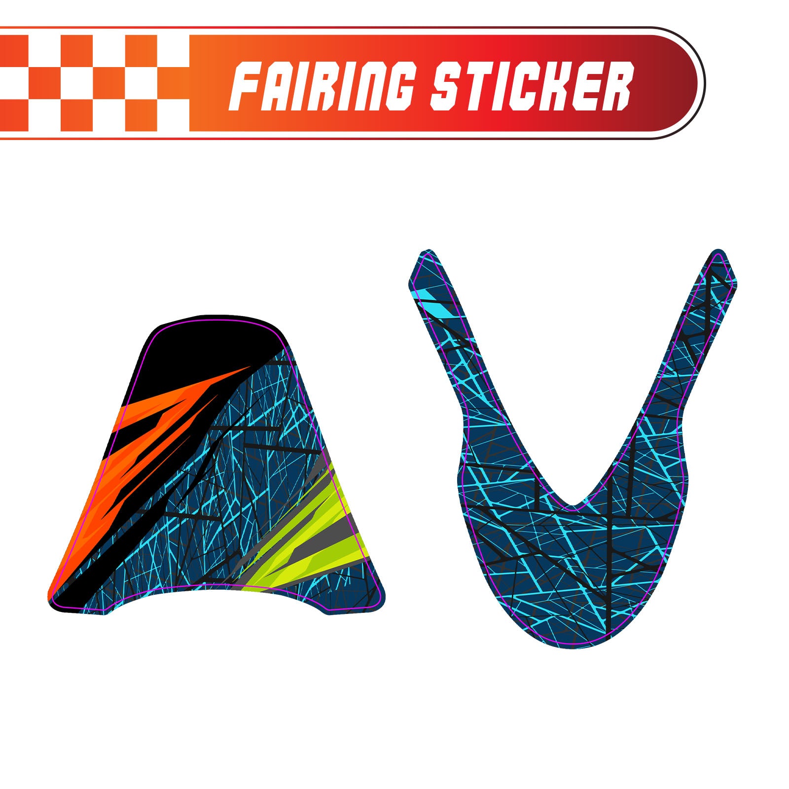 Graphic Kit Decals Fairing Sticker Custom Number For Razor MX500 MX650 - C012 Neon Prism Burst - MC Motoparts