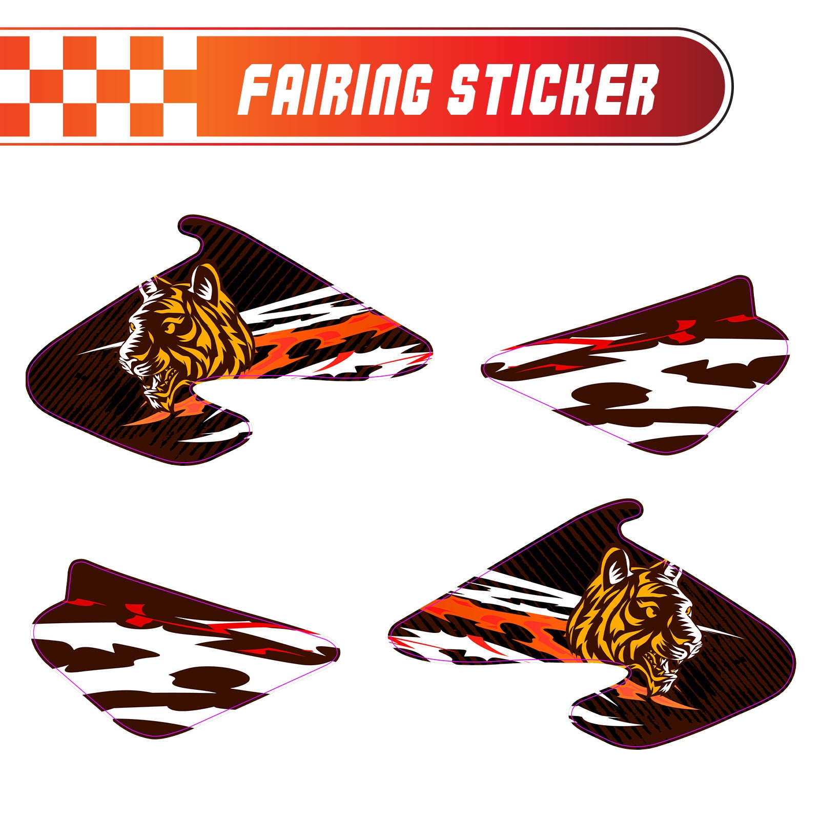 Graphic Kit Decals Fairing Sticker Custom Number For Razor MX500 MX650 - C013 Tiger - MC Motoparts