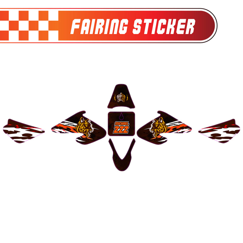 Graphic Kit Decals Fairing Sticker Custom Number For Razor MX500 MX650 - C013 Tiger - MC Motoparts