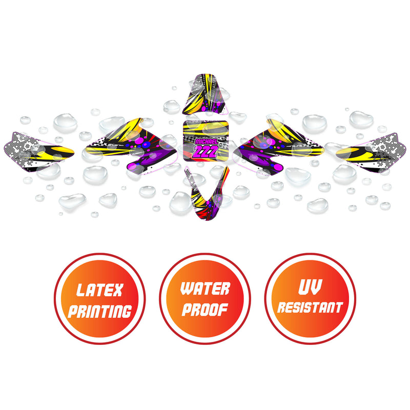 Graphic Kit Decals Fairing Sticker Custom Number For Razor MX500 MX650 - C014 Retro Hex Fusion - MC Motoparts