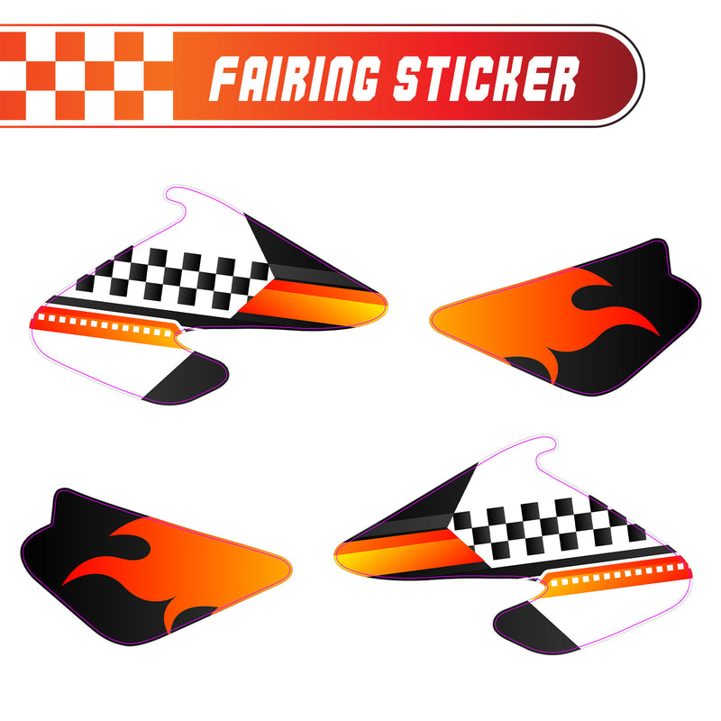 Graphic Kit Decals Fairing Sticker Custom Number For Razor MX500 MX650 - L001 Checkered Fire - MC Motoparts