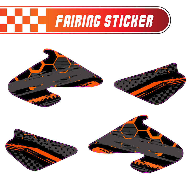 Graphic Kit Decals Fairing Sticker Custom Number For Razor MX500 MX650 - L003 Orange Hexagon - MC Motoparts