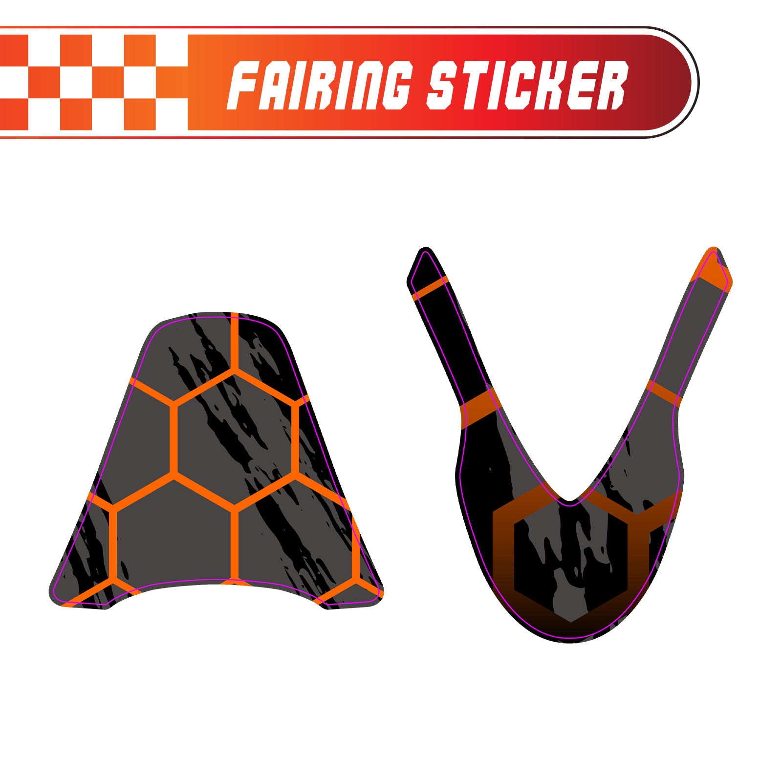 Graphic Kit Decals Fairing Sticker Custom Number For Razor MX500 MX650 - L003 Orange Hexagon - MC Motoparts
